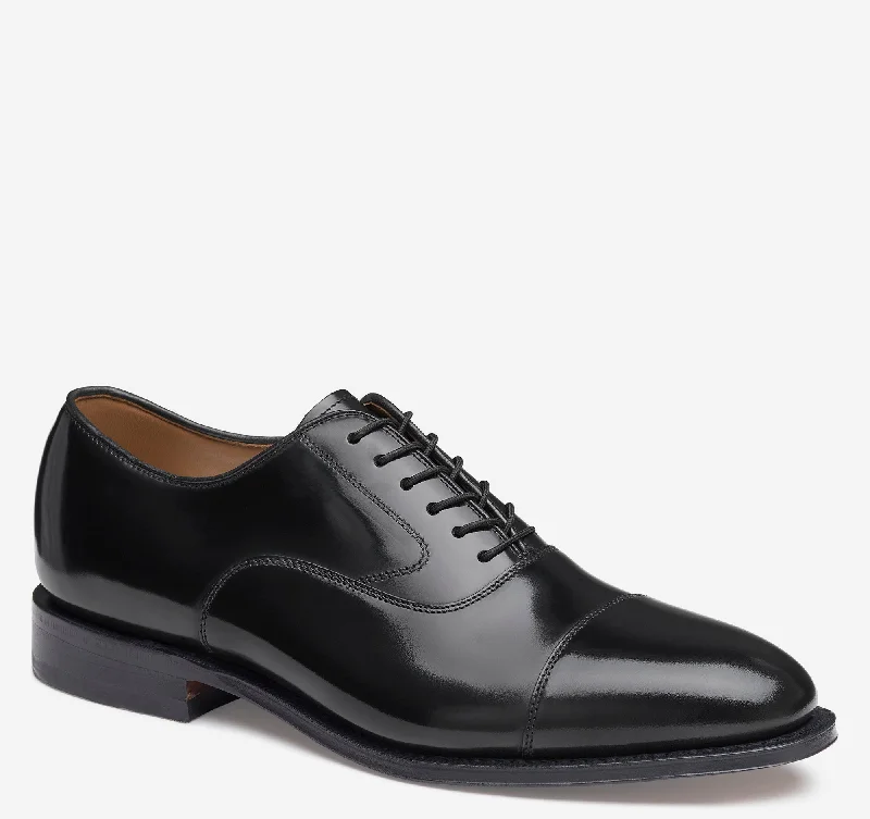 premium leather shoes for men with arch support-Melton Cap Toe Shoes - Black