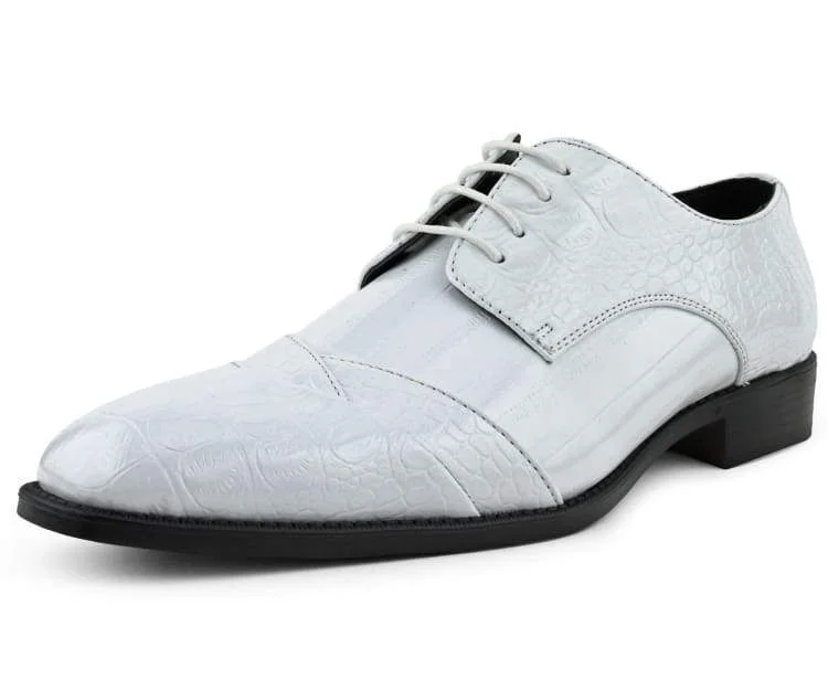 leather dress shoes with comfort sole for men-Bandit White