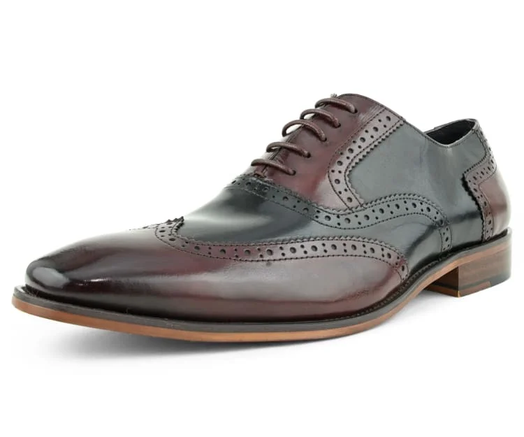 brown oxford shoes with modern design for men-AG100 Burgundy