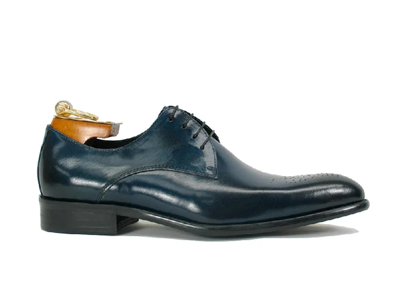 brown formal shoes for professional meetings-Carrucci KS479-04 Signature Lace-up Oxford - Navy