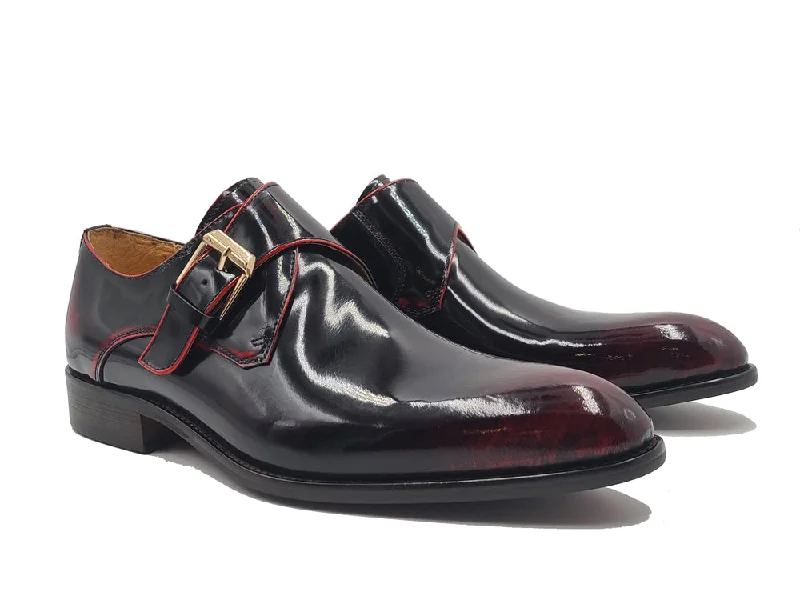 stylish formal shoes with soft leather for men-Soft Calf Patent Leather Single Monk Slip-on