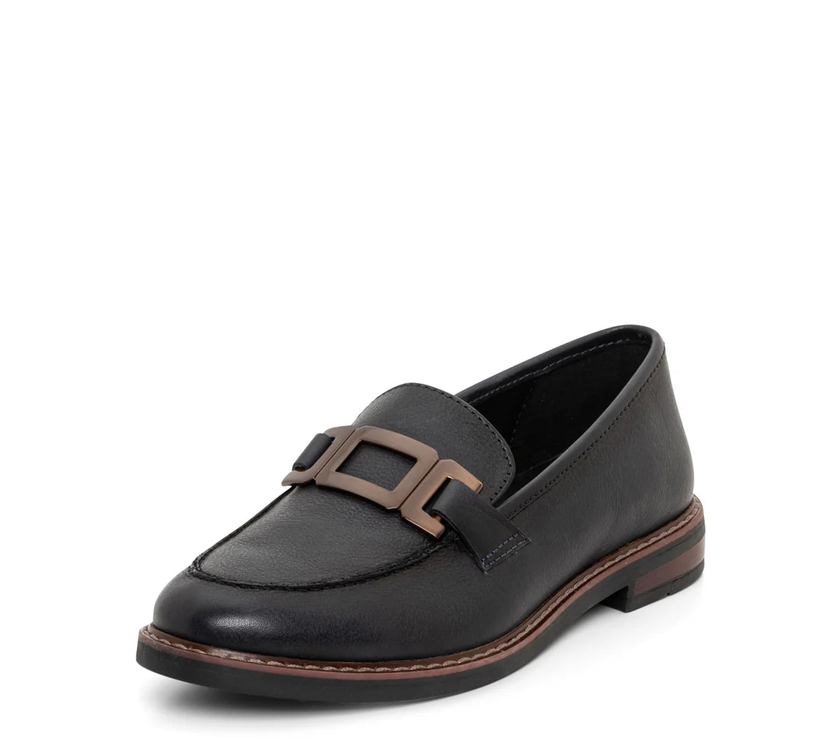 slip-on leather shoes for office meetings-ARA KATSURA BLACK