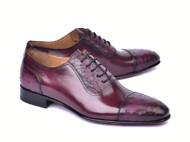 premium formal shoes with cushioned padding for men-Corrente 6708 Cap-Toe lace-up Oxford - Burgundy