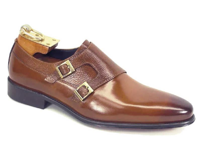 premium formal shoes for professional men-Carrucci Double Monkstraps KS099-3003 - Cognac