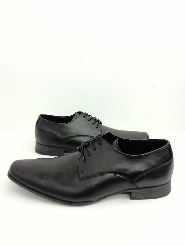 formal shoes with soft lining for office wear-Calvin Klein Men's Dillinger Baby Scotch Oxfords, Leather, Black, Size 12