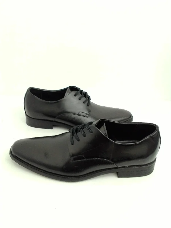 comfortable oxford shoes with rubber sole for men-Calvin Klein Men's Dillinger Crust Leather Oxford, Black Leather, Size 9 M