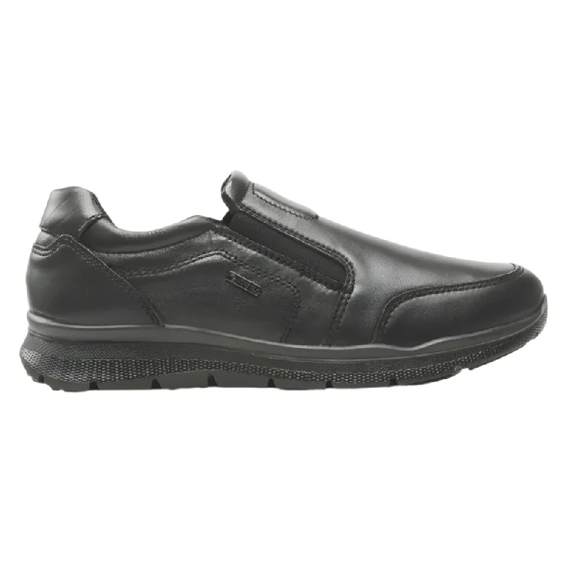 black oxford shoes with cushioned heel for men-Ara Men's Barry Gore-Tex Slip-On Black Leather