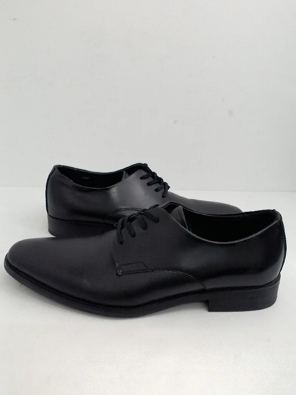 men’s stylish dress shoes with leather lining-Calvin klein Men's Leather  Oxfords, Black Size 9 M