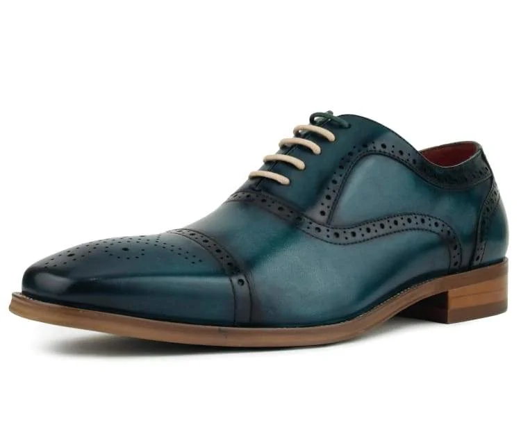 brown oxford shoes with cushioned insole-AG114 Teal