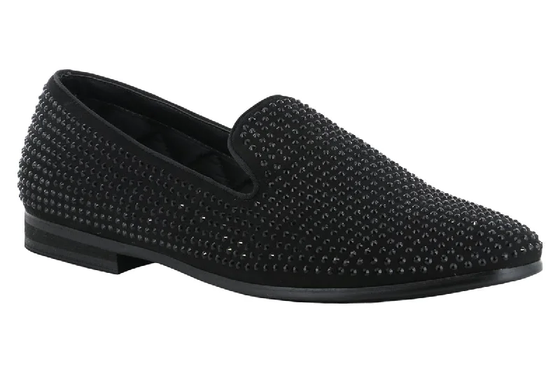 men’s leather dress shoes for special occasions-Steve Madden Caviarr Black Stud Loafer