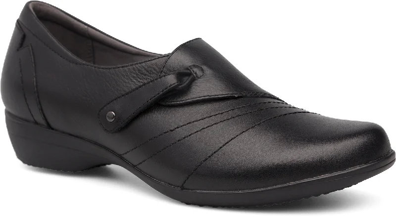 slip-on black dress shoes with polished look-DANSKO FRANNY BLACK WIDE