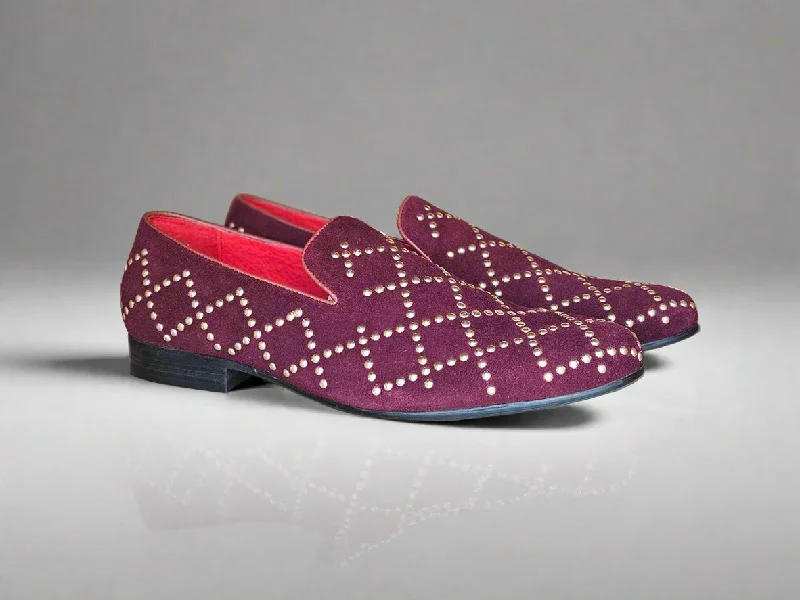 classic leather shoes with cushioned insole-Dress Studs Loafer in Suede