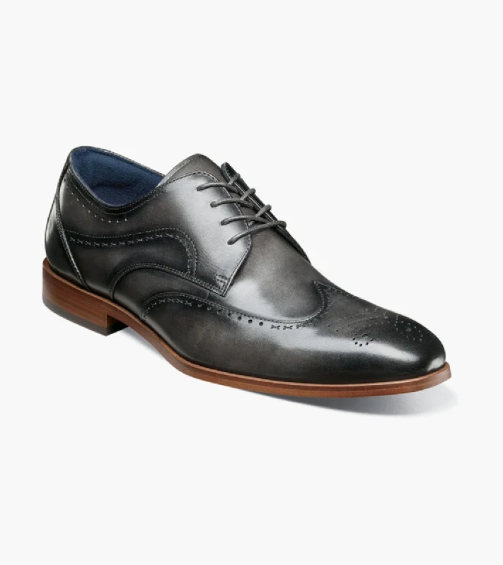 stylish brown oxford shoes for men’s business wear-Stacy Adams BRAYDEN  Wingtip Oxford - Gray