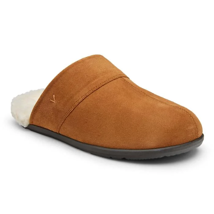 slip-on leather shoes with stylish look for men-Mens Vionic Alfons Mule Slipper Toffee