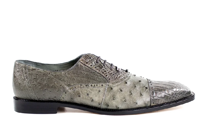 leather oxford shoes for weddings and office wear-Belvedere Shoes Onesto II - Gray