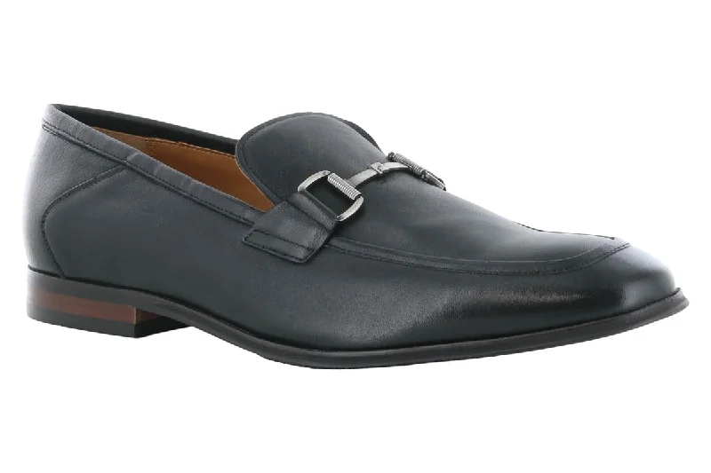 elegant formal shoes with soft padded insole-Steve Madden Aahron Black Leather Dress Loafer