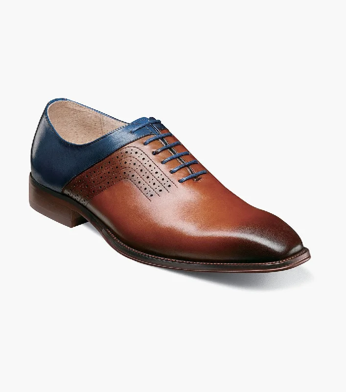 slip-on formal shoes with rubber sole for men-Stacy Adams HALLOWAY  Plain Toe Oxford - Cognac