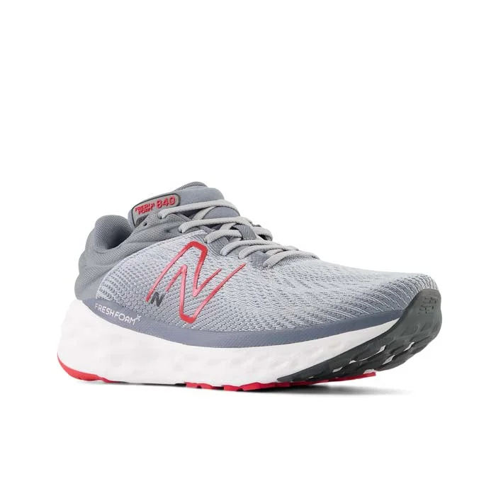 brown formal shoes for office professionals-Mens New Balance Fresh Foam 840V1 in Aluminum Grey/True Red