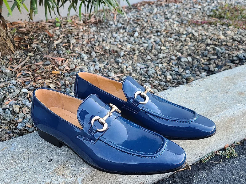 slip-on formal shoes with elegant design-Patent Leather Horse Bit Loafer