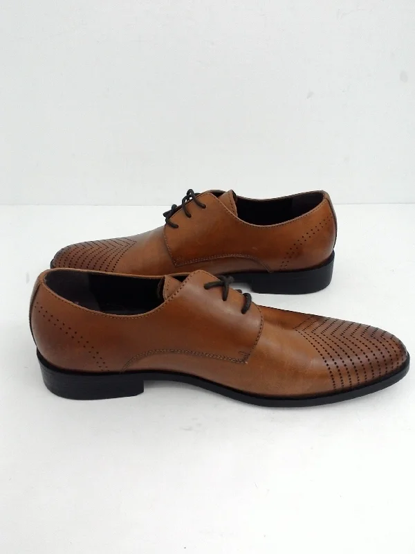 slip-on brown leather shoes for business wear-Kenneth Cole Reaction Men's micro-perforated, Brown, Leather, Size 7.5 M