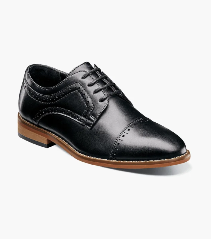 men’s formal shoes with leather lining-BOYS DICKINSON  Cap Toe Oxford - Black