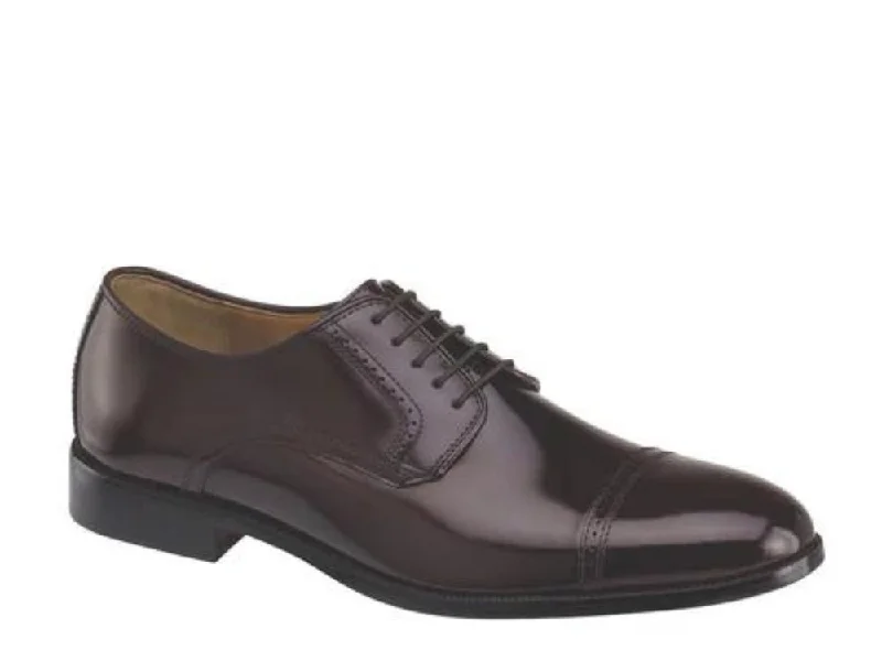 stylish brown leather shoes with soft leather lining-Bradford Cap-Toe Oxfords Shoes - Burgundy