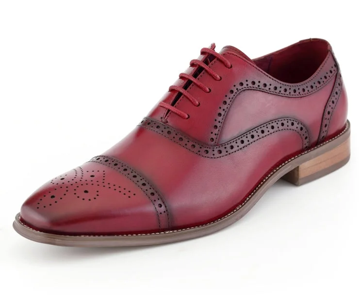 stylish brown leather shoes for formal events-AG114 Red