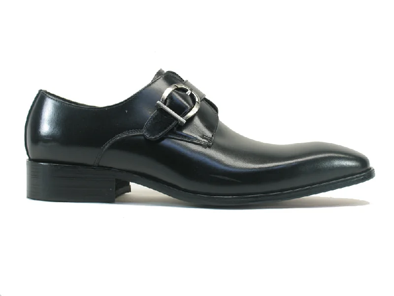 comfortable office shoes for formal occasions-Carrucci Buckle Monk Strap KS503-35 - Black