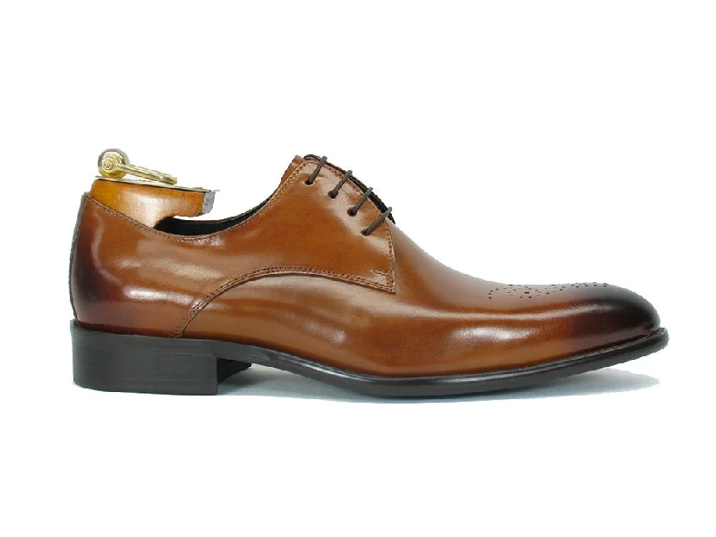 brown formal shoes with smooth leather finish-Carrucci KS479-04 Signature Lace-up Oxford - Cognac