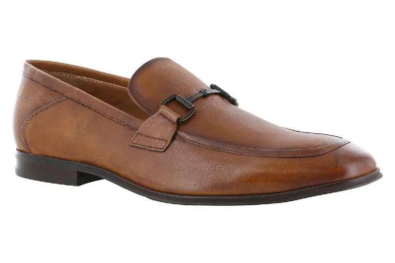 premium leather shoes for men with arch support-Steve Madden Aahron Tan Leather Dress Loafer