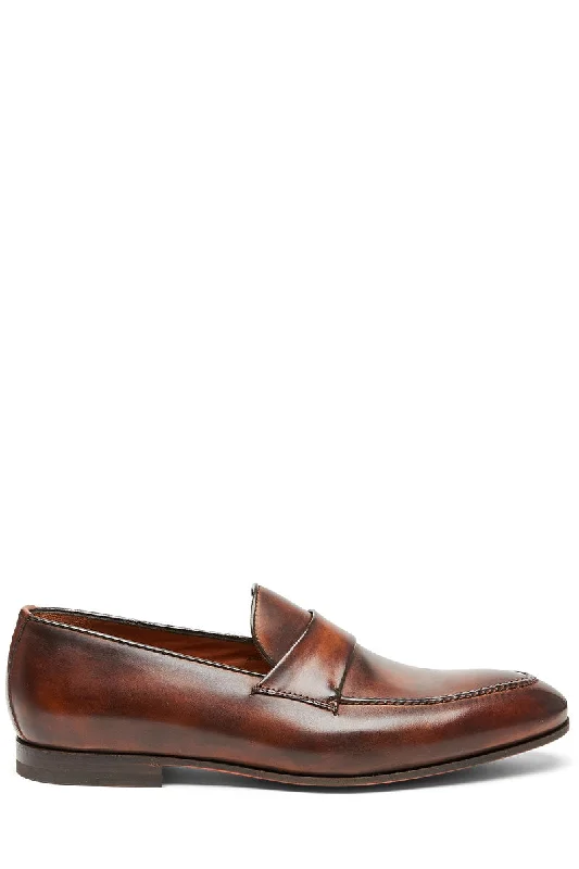 slip-on brown leather shoes for business wear-Miracolo Loafers