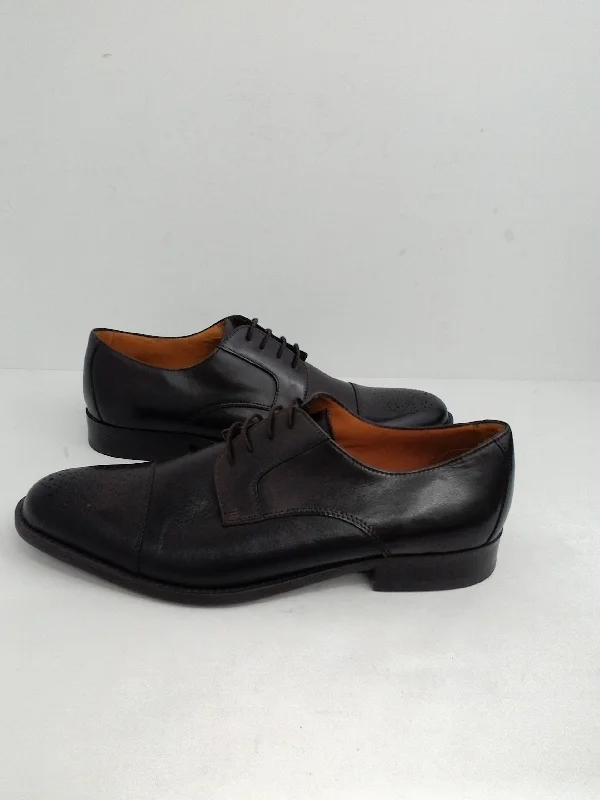 elegant brown leather shoes for business men-Tasso Elba Men's Oxford, Dark Brown, Leather, Size 11.5 M