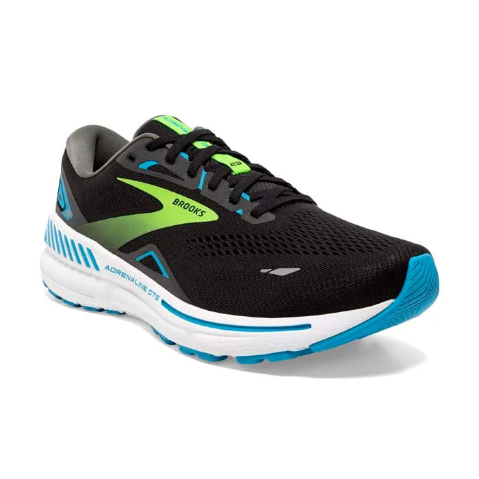 sleek black dress shoes for business events-Mens Brooks Running Adrenaline GTS 23 in Black/Hawaiian Ocean/Green