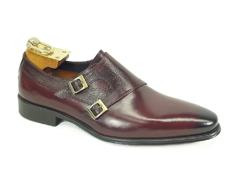 slip-on leather formal shoes with stylish look-Carrucci Double Monkstraps KS099-3003 - Oxblood