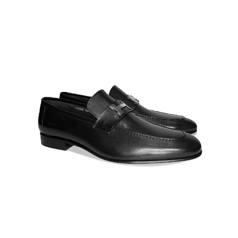 best black oxford shoes with cushioned heel-Corrente 5760 H Buckle loafer Shoes - Black