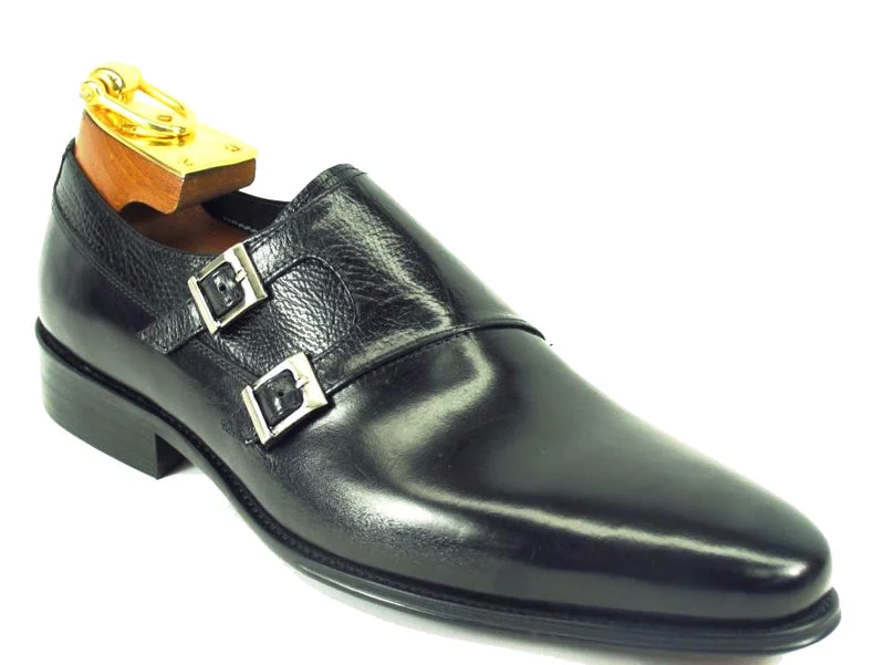 men’s classic dress shoes for business wear-Carrucci Double Monkstraps KS099-3003 - Black