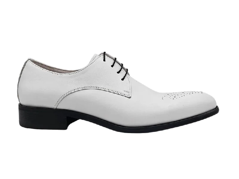 stylish formal shoes for evening events-Carrucci KS479-04 Signature Lace-up Oxford - White