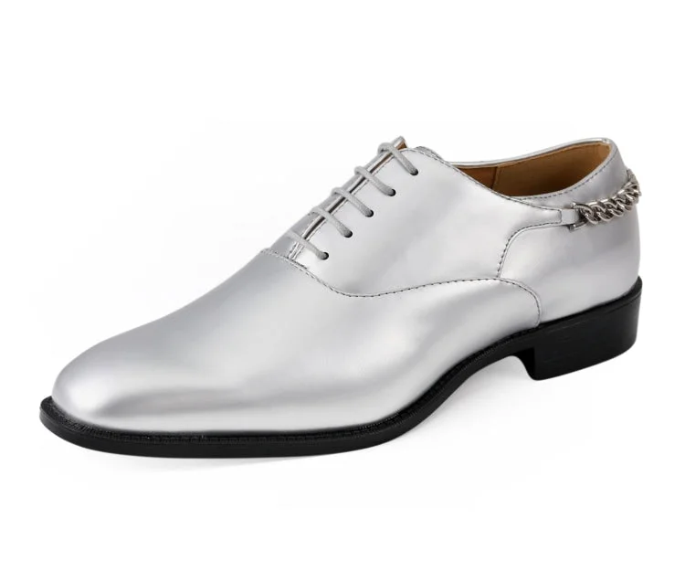 slip-on dress shoes with rubber sole for men-Chainz Silver