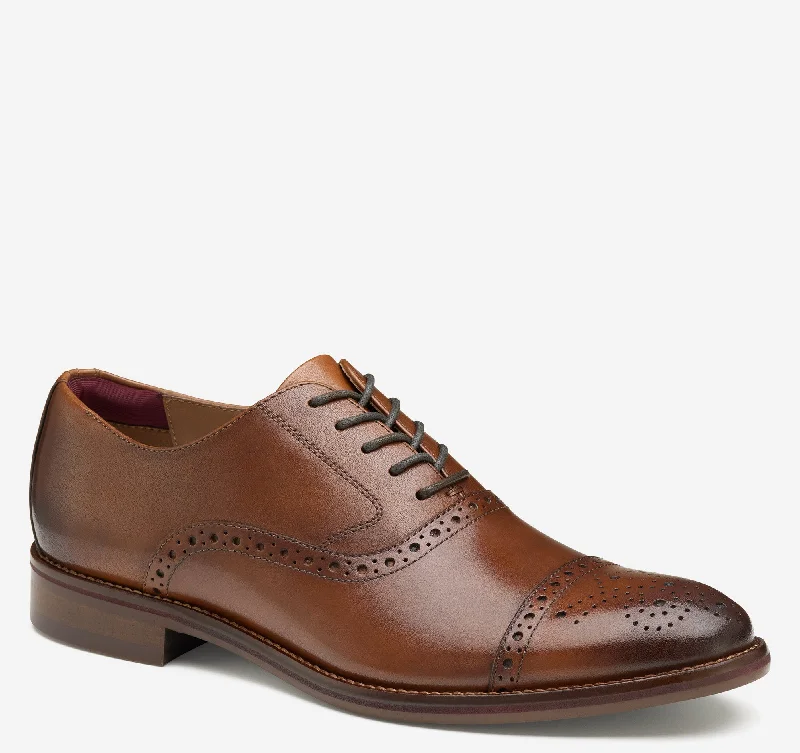 brown formal shoes with polished leather for office wear-Conard 2.0 Cap Toe - Tan Full Grain