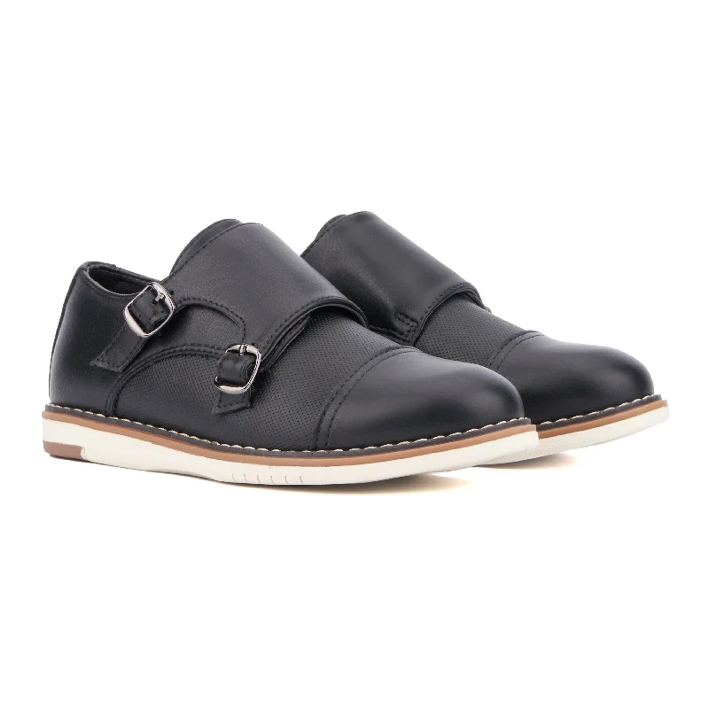 black formal shoes with leather sole for business-Boy's Michael Monk Strap