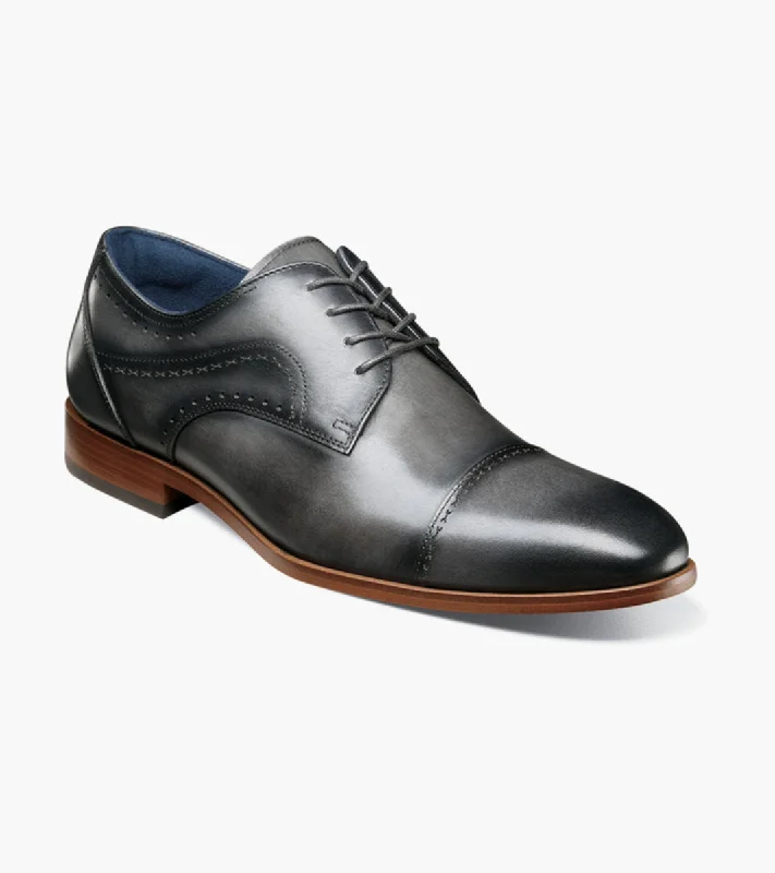 men’s leather dress shoes with cushioned padding-Stacy Adams BRYANT  Cap Toe Oxford - Gray