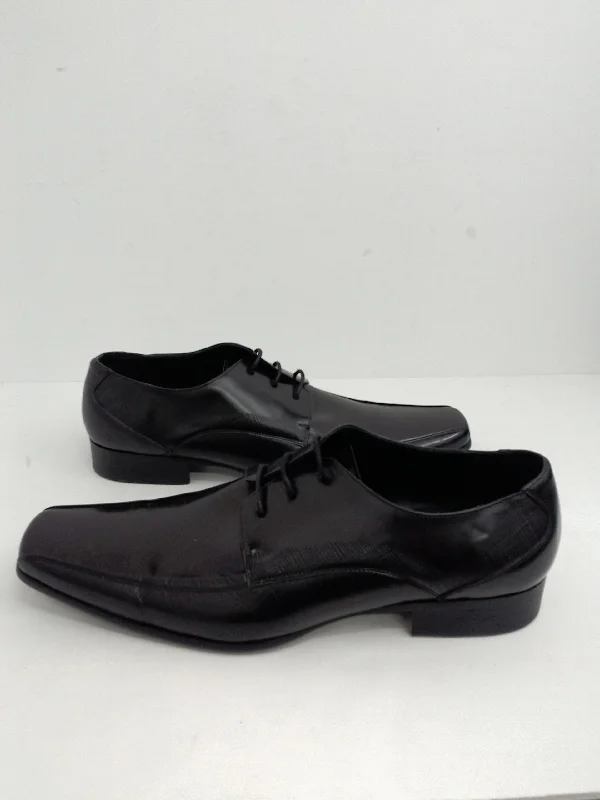 black dress shoes with rubber heel for men-KENNET COLE New York Men's Moc-Toe Oxfords, Black, Size 12 M