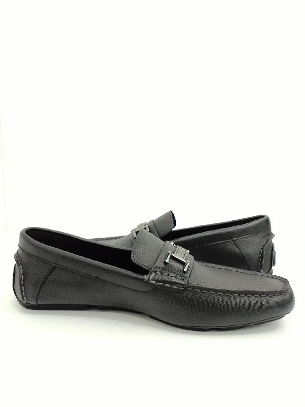 men’s leather dress shoes with rubber sole for office-Calvin Klein Men's Magnus Weave Emboos, Black Loafer, Size 10.5 M