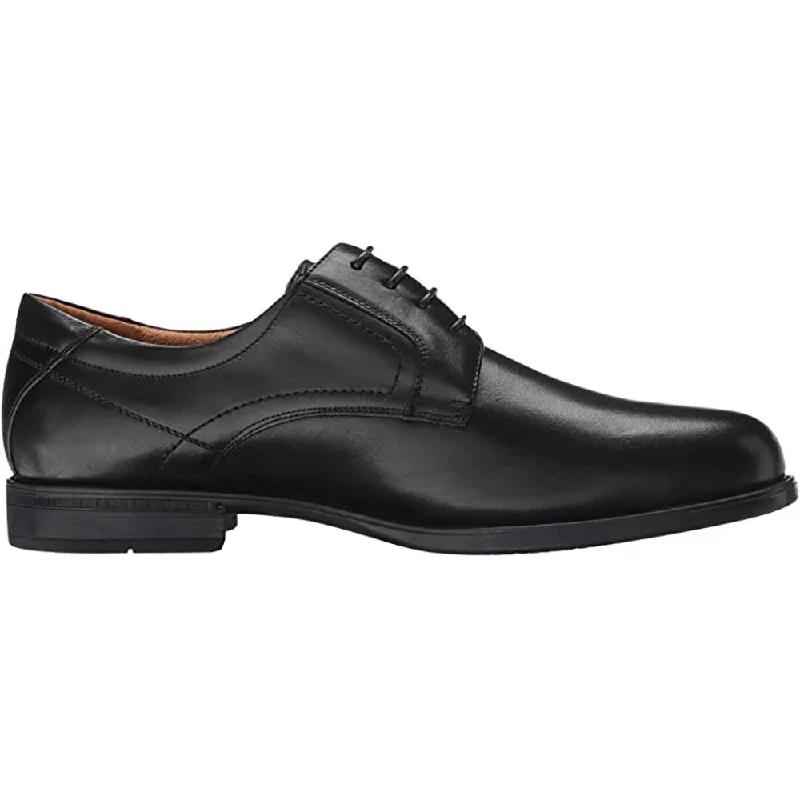 comfortable leather shoes with memory foam for men-Florsheim Midtown Plain Toe Oxford Black