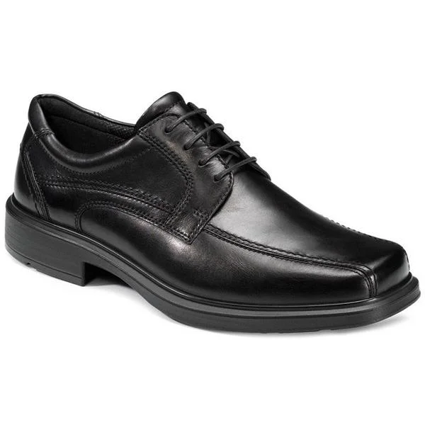 best black leather dress shoes for men’s office-ECCO HELSINKI BIKE TOE LACE BLACK - 05010400101