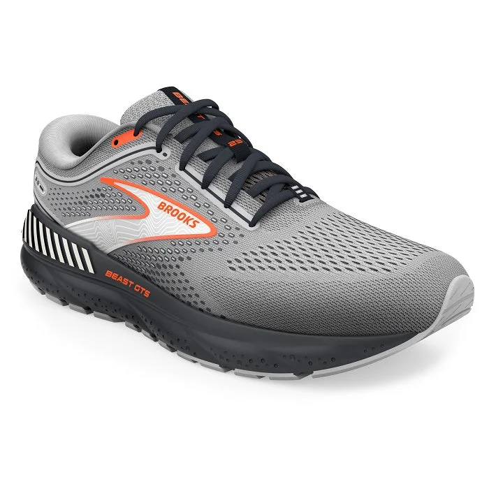 men’s leather formal shoes with modern design-Mens Brooks Running Beast GTS 23 in Grey/Scarlet/Ebony