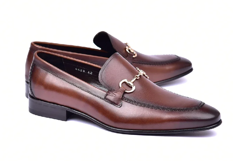 men’s formal shoes with sleek leather design-Corrente 4428 Leather slip-on Loafer Shoes - Antique Brown