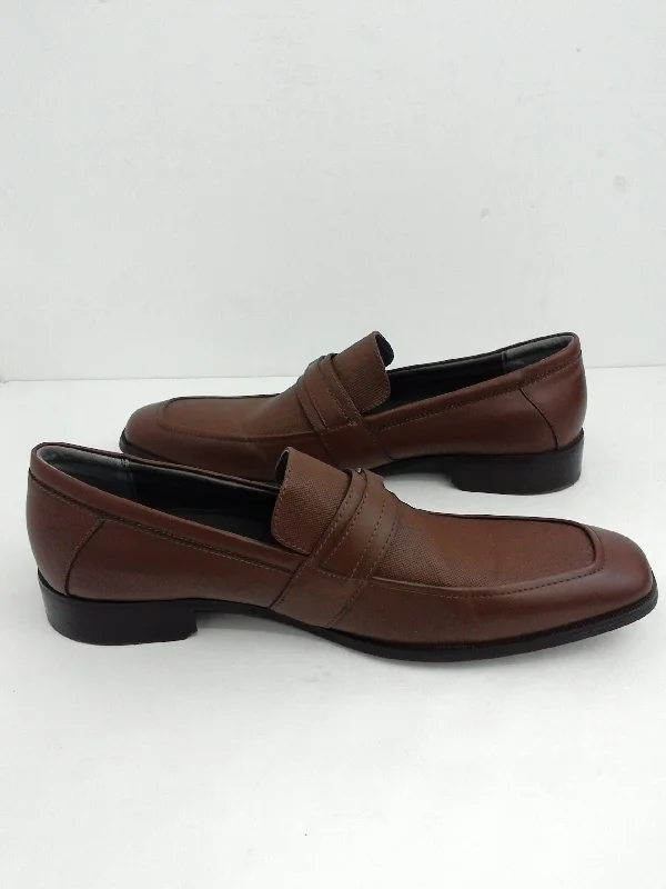 premium formal shoes with rubber sole for men-Calvin Klein Men's Jameson Soft Leather Loafers, Brown Size 11.5 M