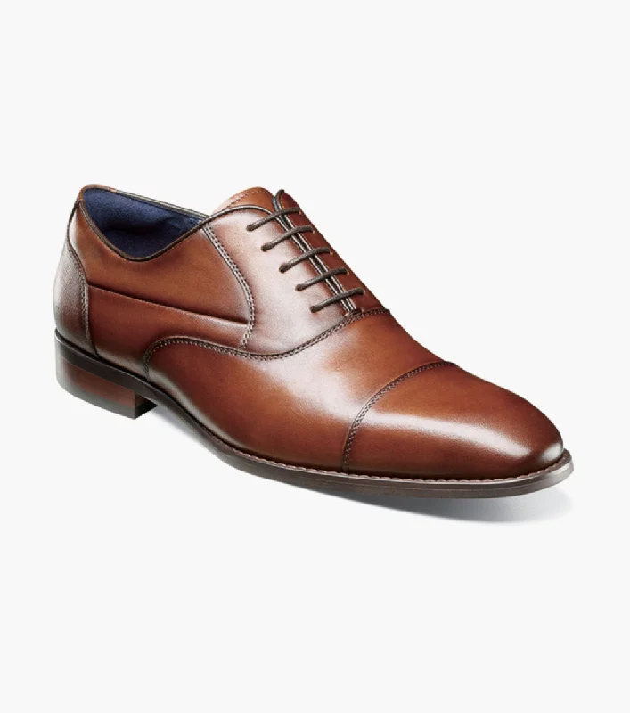 brown leather dress shoes for weddings-Stacy Adams KALLUM  Cap Toe Oxford Shoes - Cognac