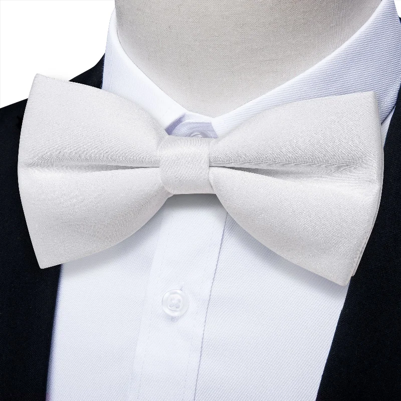 Stylish men's tie with vibrant hues for formal functions-YourTies Mens Wedding Neck Tie White Solid Pre-tied Bowtie